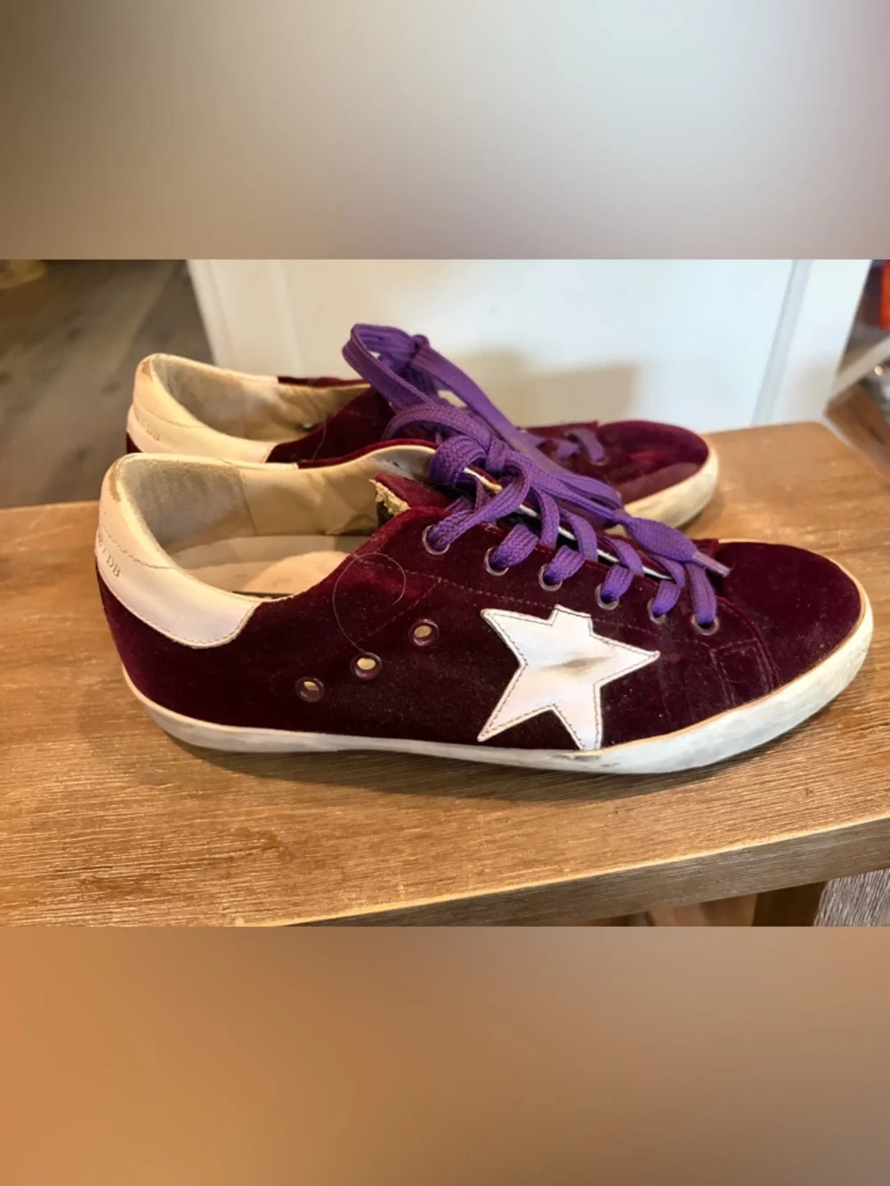 Golden Goose Burgundy Velvet Sneakers 37 6.5